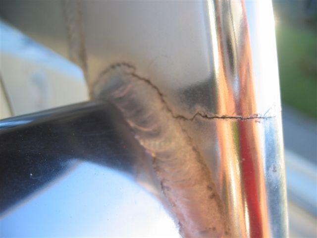 Crack #1 in Aluminum T-Top Tubing Near Weld