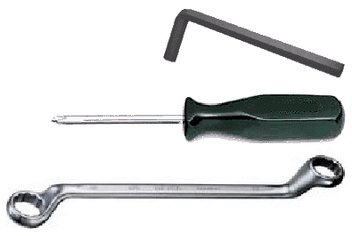 3/16 Allen-Wrench, Phillips-Screwdriver, 7/16 Box-End-Wrench