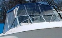 Photo of Aquasport 215 Dual Console, 1996: Bimini Top, Bimini Connector, Side Curtains, viewed from Starboard Front 