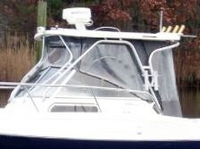 Photo of Aquasport 250 Explorer, 2005: Hard-Top, Front Connector, Side Curtains, Aft-Drop-Curtains, viewed from Port Side 