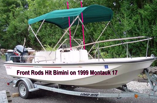 Front Rods Hit 1999 Boston Whaler Montauk-17 Bimini Top Picture