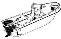 Boat-Cover-CSF-Model™Carver(r) 702xx series Styled-To Fit(tm) boat cover (for Narrow, V-Bow/V-Hull, Center Console (up to 50 inch) fishing boat with High Bow Rail (up to 6 inch); O/B) provides a GUARANTEED Fit