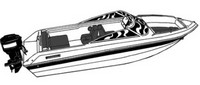 Boat-Cover-CSF-Model™Carver(r) 770xx series Styled-To Fit(tm) boat cover (for V-hull Runabout O/B boat (including Euro-style) with Windshield and Hand or Bow Rails (height: 14-16ft=4-inch, 16-20ft=8-inch, 20ft+=12-inch); outboard) provides a GUARANTEED Fit