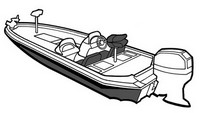 Boat-Cover-CSF-Model™Carver(r) 779xx series Styled-To Fit(tm) boat cover (for Angled Transom Fiberglass Bass Boat; O/B) provides a GUARANTEED Fit