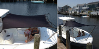 Boat-Shade-Kit™Shade Extension Kit connects to rear or front of  T-Top, Hard-Top, Bimini or Sunshade Top frame or Salon to provide additional shade