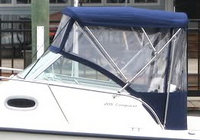 Boston Whaler® Conquest 205 Bimini-Visor-OEM-G0.7™ Factory Front VISOR Eisenglass Window Set (typ. 3 front panels, but 1 or 2 on some boats) zips between front of OEM Bimini-Top (not included) and Windshield (NO Side-Curtains, sold separately), OEM (Original Equipment Manufacturer)