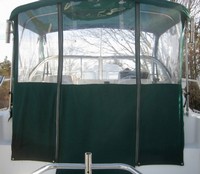 Boston Whaler® Conquest 21 Bimini-Aft-Drop-Curtain-OEM-G2™ Factory Bimini AFT DROP CURTAIN with Eisenglass window(s) zips to back of OEM Bimini-Top (not included) to Floor (Vertical, Not slanted to transom), OEM (Original Equipment Manufacturer)