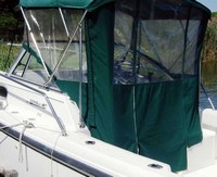 Boston Whaler® Conquest 21 Bimini-Aft-Drop-Curtain-OEM-G2™ Factory Bimini AFT DROP CURTAIN with Eisenglass window(s) zips to back of OEM Bimini-Top (not included) to Floor (Vertical, Not slanted to transom), OEM (Original Equipment Manufacturer)