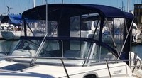 Boston Whaler® Conquest 21 Bimini-Visor-OEM-G0.7™ Factory Front VISOR Eisenglass Window Set (typ. 3 front panels, but 1 or 2 on some boats) zips between front of OEM Bimini-Top (not included) and Windshield (NO Side-Curtains, sold separately), OEM (Original Equipment Manufacturer)
