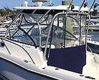 Boston Whaler® Conquest 235 Hard-Top-Aft-Drop-Curtain-OEM-T1™ Factory AFT DROP CURTAIN to floor with Eisenglass window(s) and Zipper Access for boat with Factory Hard-Top, OEM (Original Equipment Manufacturer)