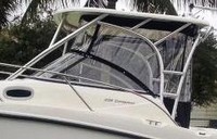Boston Whaler® Conquest 235 Hard-Top-Connector-OEM-T2™ Factory Hard-Top CONNECTOR front Eisenglass Window Set (also called Windscreen: 1 or 2 front panels) for Factory Hard-Top, typically with zippers on side for Hard Top Side Curtains (not included) OEM (Original Equipment Manufacturer)
