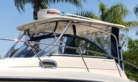 Photo of Boston Whaler Conquest 255, 2008: Hard-Top, Visor and Side Curtains, viewed from Port Front 