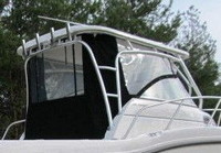 Photo of Boston Whaler Conquest 255, 2010: Hard-Top, Side Curtains, Aft-Drop-Curtain, viewed from Starboard Rear 