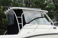 Photo of Boston Whaler Conquest 255, 2010: Hard-Top, Visor, Side Curtains, Aft-Drop-Curtain, viewed from Starboard Rear 