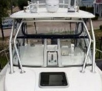 Boston Whaler® Conquest 285 Hard-Top-Connector-OEM-T2.2™ Factory Hard-Top CONNECTOR front Eisenglass Window Set (also called Windscreen: 1 or 2 front panels) for Factory Hard-Top, typically with zippers on side for Hard Top Side Curtains (not included) OEM (Original Equipment Manufacturer)