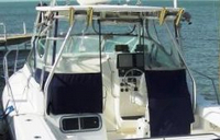 Boston Whaler® Conquest 28 Hard-Top-Aft-Drop-Curtain-OEM-G3™ Factory AFT DROP CURTAIN to floor with Eisenglass window(s) and Zipper Access for boat with Factory Hard-Top, OEM (Original Equipment Manufacturer)
