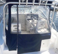 Boston Whaler® Conquest 305 Hard-Top-Connector-OEM-T3™ Factory Hard-Top CONNECTOR front Eisenglass Window Set (also called Windscreen: 1 or 2 front panels) for Factory Hard-Top, typically with zippers on side for Hard Top Side Curtains (not included) OEM (Original Equipment Manufacturer)