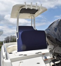 Photo of Boston Whaler Dauntless 210, 2019 Factory Hard-Top Console Reversible Pilot Seat Cover T-Top, viewed from Port Rear 