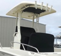 Photo of Boston Whaler Dauntless 210, 2019 Hard-Top Life Jacket Storage Console-Cover T-Top Reversible Pilot Seat Cover, viewed from Port Rear 