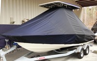Photo of Boston Whaler Dauntless 210 20xx TTopCover™ T-Top boat cover, viewed from Port Front 