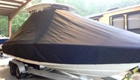 Photo of Boston Whaler Dauntless 270 20xx TTopCover™ T-Top boat cover, viewed from Starboard Front 