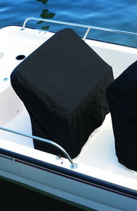 Photo of Boston Whaler Montauk 150, 2013: Reversible Pilot Seat Cover (RPS) (black or blue from Whaler) 