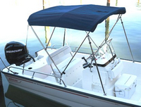 Photo of Boston Whaler Montauk 150, 2014: Sun Top, Bimini Top, viewed from Starboard Side, Above 