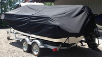 Boat-Cover-LCC™Custom (tight) fit, non-trailerable Laportes(r) boat cover available in (3) Elite(tm) 9oz./sq.yd. polyester marine fabrics color choices