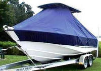 Boston Whaler® Outrage 21 T-Top-Boat-Cover-Sunbrella-1399™ Custom fit TTopCover(tm) (Sunbrella(r) 9.25oz./sq.yd. solution dyed acrylic fabric) attaches beneath factory installed T-Top or Hard-Top to cover entire boat and motor(s)