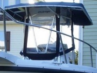 Photo of Boston Whaler Outrage 23, 2001: T-Top, Visor, Side Curtains, viewed from Port Front 