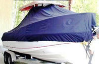 Boston Whaler® Outrage 23 T-Top-Boat-Cover-Sunbrella-1499™ Custom fit TTopCover(tm) (Sunbrella(r) 9.25oz./sq.yd. solution dyed acrylic fabric) attaches beneath factory installed T-Top or Hard-Top to cover entire boat and motor(s)