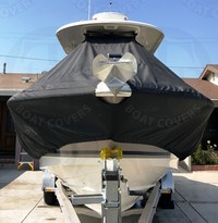 Boston Whaler® Outrage 250 T-Top-Boat-Cover-Sunbrella-1849™ Custom fit TTopCover(tm) (Sunbrella(r) 9.25oz./sq.yd. solution dyed acrylic fabric) attaches beneath factory installed T-Top or Hard-Top to cover entire boat and motor(s)