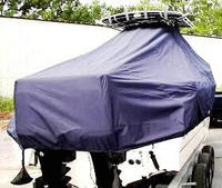 Boston Whaler® Outrage 260 T-Top-Boat-Cover-Sunbrella-1999™ Custom fit TTopCover(tm) (Sunbrella(r) 9.25oz./sq.yd. solution dyed acrylic fabric) attaches beneath factory installed T-Top or Hard-Top to cover entire boat and motor(s)