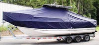 Boston Whaler® Outrage 260 T-Top-Boat-Cover-Elite-1699™ Custom fit TTopCover(tm) (Elite(r) Top Notch(tm) 9oz./sq.yd. fabric) attaches beneath factory installed T-Top or Hard-Top to cover boat and motors