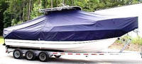 Boston Whaler® Outrage 26 T-Top-Boat-Cover-Sunbrella-1999™ Custom fit TTopCover(tm) (Sunbrella(r) 9.25oz./sq.yd. solution dyed acrylic fabric) attaches beneath factory installed T-Top or Hard-Top to cover entire boat and motor(s)