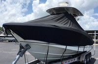 Photo of Boston Whaler Outrage 280 20xx TTopCover™ T-Top boat cover, viewed from Port Front 