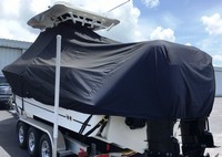 Photo of Boston Whaler Outrage 280 20xx TTopCover™ T-Top boat cover, viewed from Port Rear 