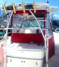 Photo of Boston Whaler Outrage 290, 2003: Hard-Top, Visor, Side Curtains, Aft-Drop-Curtain, viewed from Starboard Rear 