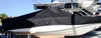 Boston Whaler® Outrage 320 Center Console T-Top-Boat-Cover-Sunbrella-3199™ Custom fit TTopCover(tm) (Sunbrella(r) 9.25oz./sq.yd. solution dyed acrylic fabric) attaches beneath factory installed T-Top or Hard-Top to cover entire boat and motor(s)