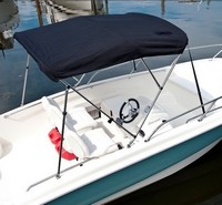 Photo of Boston Whaler Super Sport 170, 2017 Bimini Top No Ski Tow Arch, viewed from Starboard Rear, Above (Factory OEM website photo) 