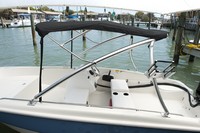 Photo of Boston Whaler Super Sport 170, 2017 Bimini Top with optional Ski Tow Arch, viewed from Port Side (Factory OEM website photo) 