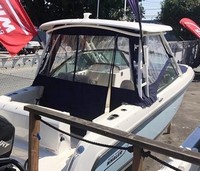 Photo of Boston Whaler Vantage 230 Hard-Top, 2018 Visor, Side Curtains, Aft-Drop-Curtain, viewed from Starboard Rear 