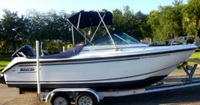 Photo of Boston Whaler Ventura 21, 2000: Bimini Top, Bow Cover Cockpit Cover, viewed from Starboard Side 