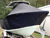 Cape Horn® 22CC T-Top-Boat-Cover-Wmax-949™ Custom fit TTopCover(tm) (WeatherMAX(tm) 8oz./sq.yd. solution dyed polyester fabric) attaches beneath factory installed T-Top or Hard-Top to cover entire boat and motor(s)