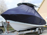 Cape Horn® 24XS T-Top-Boat-Cover-Elite-1399™ Custom fit TTopCover(tm) (Elite(r) Top Notch(tm) 9oz./sq.yd. fabric) attaches beneath factory installed T-Top or Hard-Top to cover boat and motors
