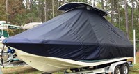 Carolina Skiff® 23 Ultra T-Top-Boat-Cover-Wmax-999™ Custom fit TTopCover(tm) (WeatherMAX(tm) 8oz./sq.yd. solution dyed polyester fabric) attaches beneath factory installed T-Top or Hard-Top to cover entire boat and motor(s)