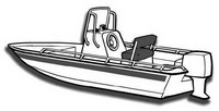 Center-Console-Boat-Cover-V-Hull-Single-Engine-NO-Bow-Rail-Boat-24N™Carver(r) p/n 71224NA Universal (non-OEM) Sunbrella(r) Center Console Fishing Boat Cover for 23ft,7in-24ft,6in CLL, 92-inch BEAM V-Hull, Single Engine, NO Bow Rail Boat  with V-Bow, No or Low (less than 3 inch high) Bow Rails, NO T-Top, Console Height (including Windshield and Grab Rails) up to 60-inch above deck, Coverage is provided for bow mounted Trolling Motor