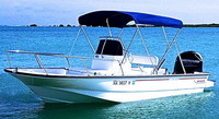 Bimini-Top-SS-Unassembled-Carver™Carver(r) fully assembled, folding Sunbrella(r) or Outdura(r) Acrylic Bimini Top with stainless steel round-tube frame/fittings/hardware, straps and matching storage boot. Carver(r) has over 30 years of experience building Bimini-Tops and Boat-Covers.