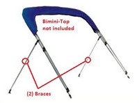 Bimini-Top-Strut-Braces-Alum-Carver™Carver(r) p/n 62010: Pair (Port and Starboard) of 48-inch Aluminum (Black Nylon fittings) Rear Top Brace Assemblies
