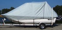 T-Hard-Top-Cover_Round-Bow-Bay_186™Carver(r) p/n 90018SR (style DEHT-18) Covers OVER T-Top or Hard-Top to protect entire boat, top and motor(s) on 18ft-6inch Center-Line Length, 102-inch Beam Round Bow Bay Center Console boat